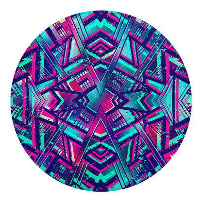 Neon Ethnic Aztec Trippy Print Round Blanket