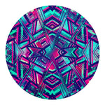 Neon Ethnic Aztec Trippy Print Round Blanket