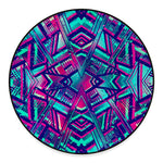 Neon Ethnic Aztec Trippy Print Round Floor Mat
