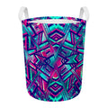 Neon Ethnic Aztec Trippy Print Round Laundry Basket