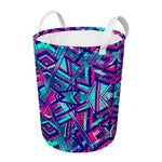 Neon Ethnic Aztec Trippy Print Round Laundry Basket
