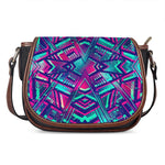 Neon Ethnic Aztec Trippy Print Saddle Bag