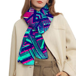 Neon Ethnic Aztec Trippy Print Scarf