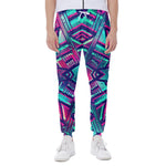 Neon Ethnic Aztec Trippy Print Scuba Joggers
