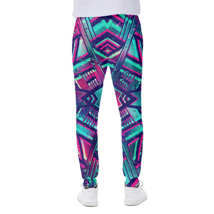 Neon Ethnic Aztec Trippy Print Scuba Joggers
