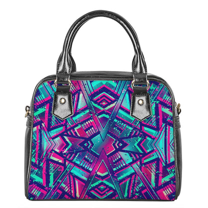 Neon Ethnic Aztec Trippy Print Shoulder Handbag