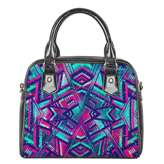 Neon Ethnic Aztec Trippy Print Shoulder Handbag