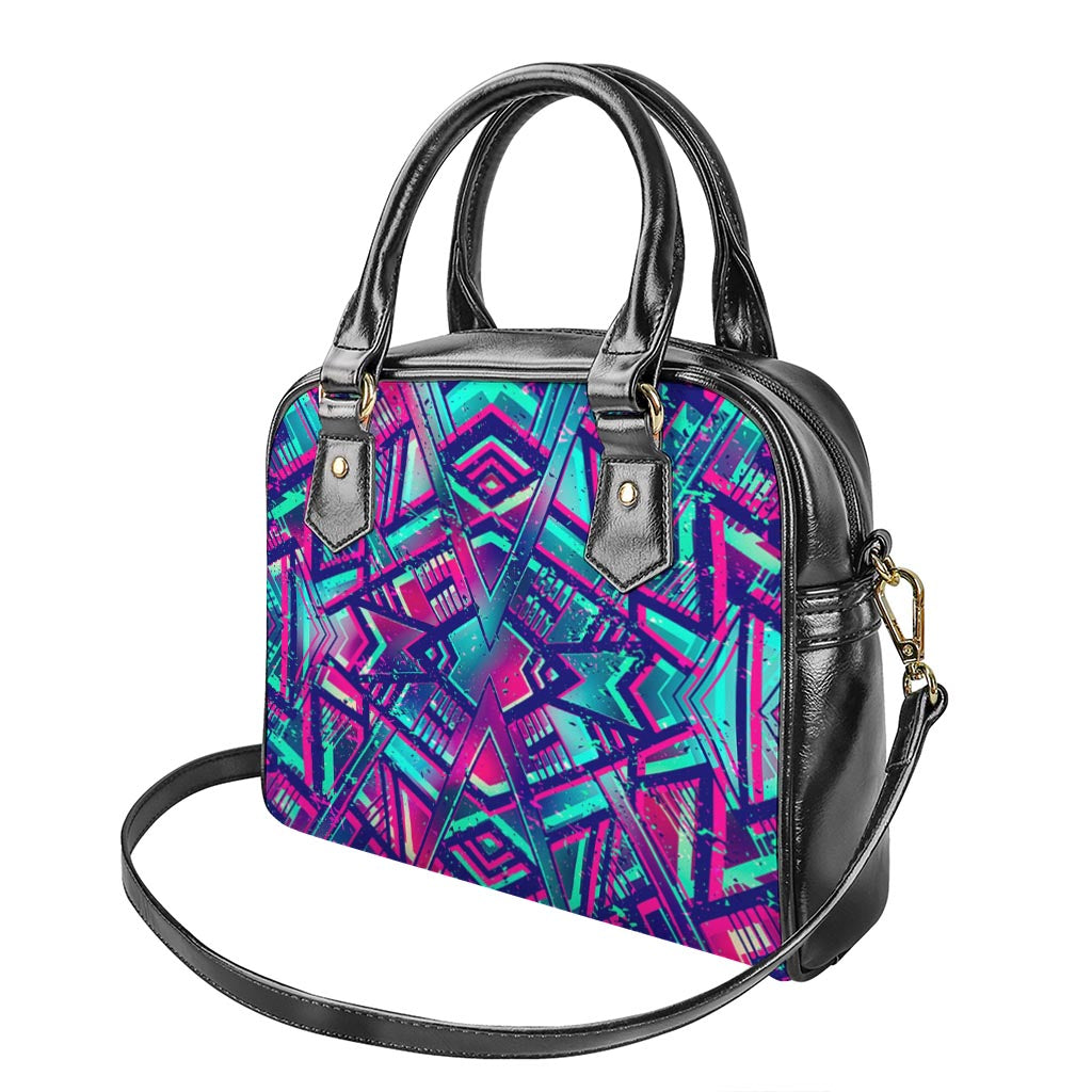 Neon Ethnic Aztec Trippy Print Shoulder Handbag