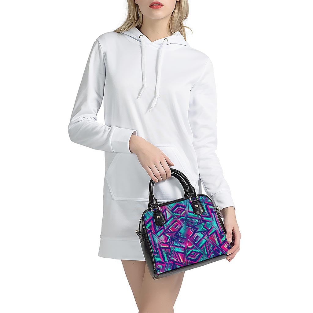 Neon Ethnic Aztec Trippy Print Shoulder Handbag