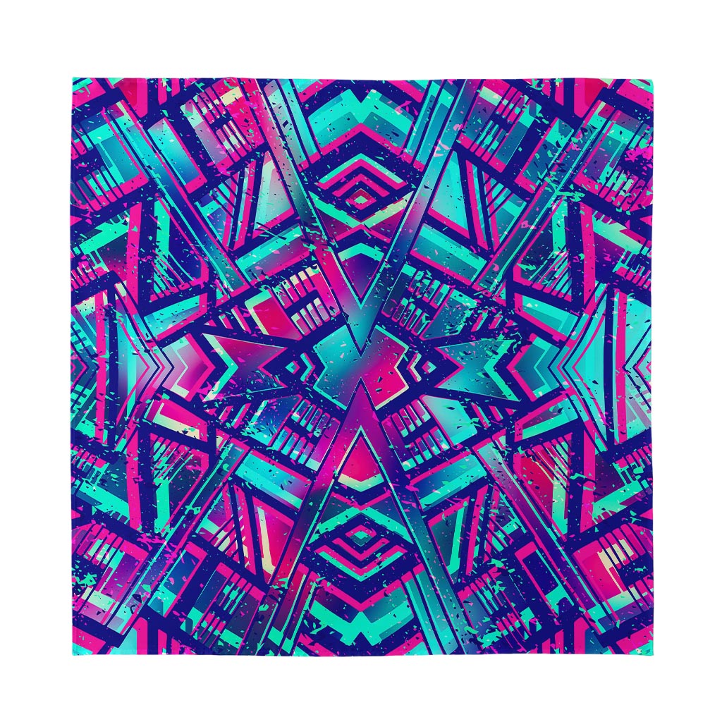 Neon Ethnic Aztec Trippy Print Silk Bandana