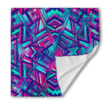 Neon Ethnic Aztec Trippy Print Silk Bandana