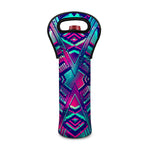 Neon Ethnic Aztec Trippy Print Single Neoprene Wine Tote
