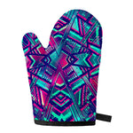 Neon Ethnic Aztec Trippy Print Single Oven Mitt