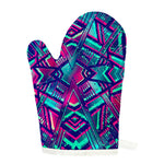 Neon Ethnic Aztec Trippy Print Single Oven Mitt