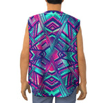 Neon Ethnic Aztec Trippy Print Sleeveless Baseball Jersey