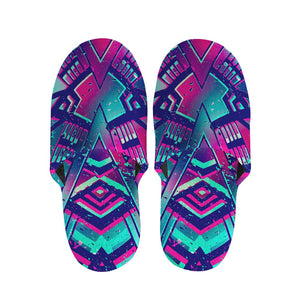 Neon Ethnic Aztec Trippy Print Slippers