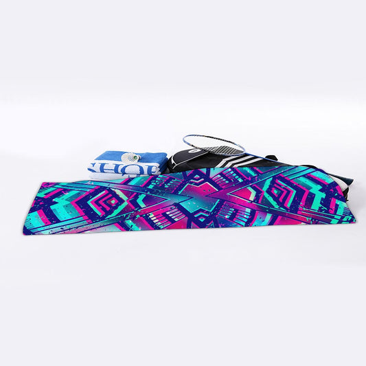 Neon Ethnic Aztec Trippy Print Sports Towel
