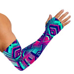 Neon Ethnic Aztec Trippy Print Sun Protection Arm Sleeves