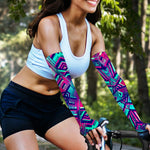 Neon Ethnic Aztec Trippy Print Sun Protection Arm Sleeves