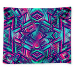 Neon Ethnic Aztec Trippy Print Tapestry