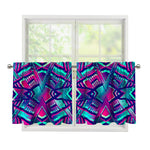 Neon Ethnic Aztec Trippy Print Tier Curtains