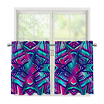 Neon Ethnic Aztec Trippy Print Tier Curtains