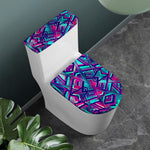 Neon Ethnic Aztec Trippy Print Toilet Lid And Tank Cover Set