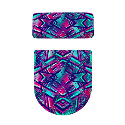 Neon Ethnic Aztec Trippy Print Toilet Lid And Tank Cover Set