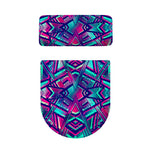 Neon Ethnic Aztec Trippy Print Toilet Lid And Tank Cover Set
