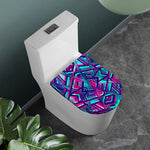 Neon Ethnic Aztec Trippy Print Toilet Lid Cover