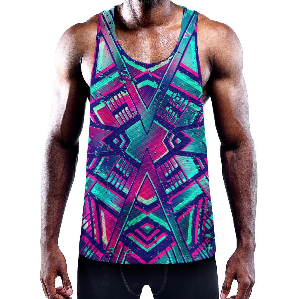 Neon Ethnic Aztec Trippy Print Training Tank Top