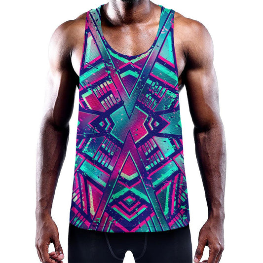 Neon Ethnic Aztec Trippy Print Training Tank Top