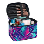 Neon Ethnic Aztec Trippy Print Travel Makeup Bag