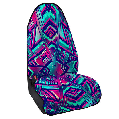 Neon Ethnic Aztec Trippy Print Waterproof Car Seat Cover
