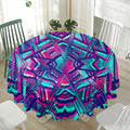 Neon Ethnic Aztec Trippy Print Waterproof Round Tablecloth