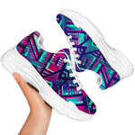 Neon Ethnic Aztec Trippy Print White Chunky Shoes