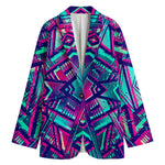 Neon Ethnic Aztec Trippy Print Women's Blazer