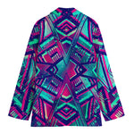 Neon Ethnic Aztec Trippy Print Women's Blazer