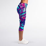 Neon Ethnic Aztec Trippy Print Women's Capri Leggings