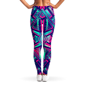 Neon Ethnic Aztec Trippy Print Women's Leggings