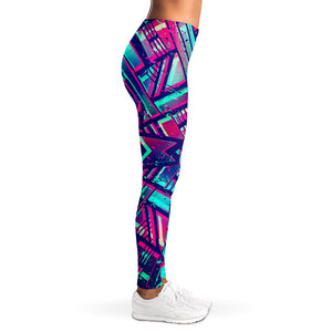 Neon Ethnic Aztec Trippy Print Women's Leggings