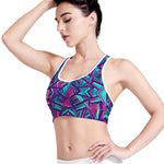 Neon Ethnic Aztec Trippy Print Women's Sports Bra