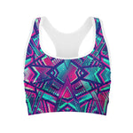 Neon Ethnic Aztec Trippy Print Women's Sports Bra