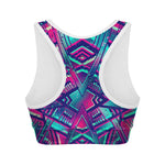 Neon Ethnic Aztec Trippy Print Women's Sports Bra