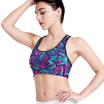 Neon Ethnic Aztec Trippy Print Women's Sports Bra