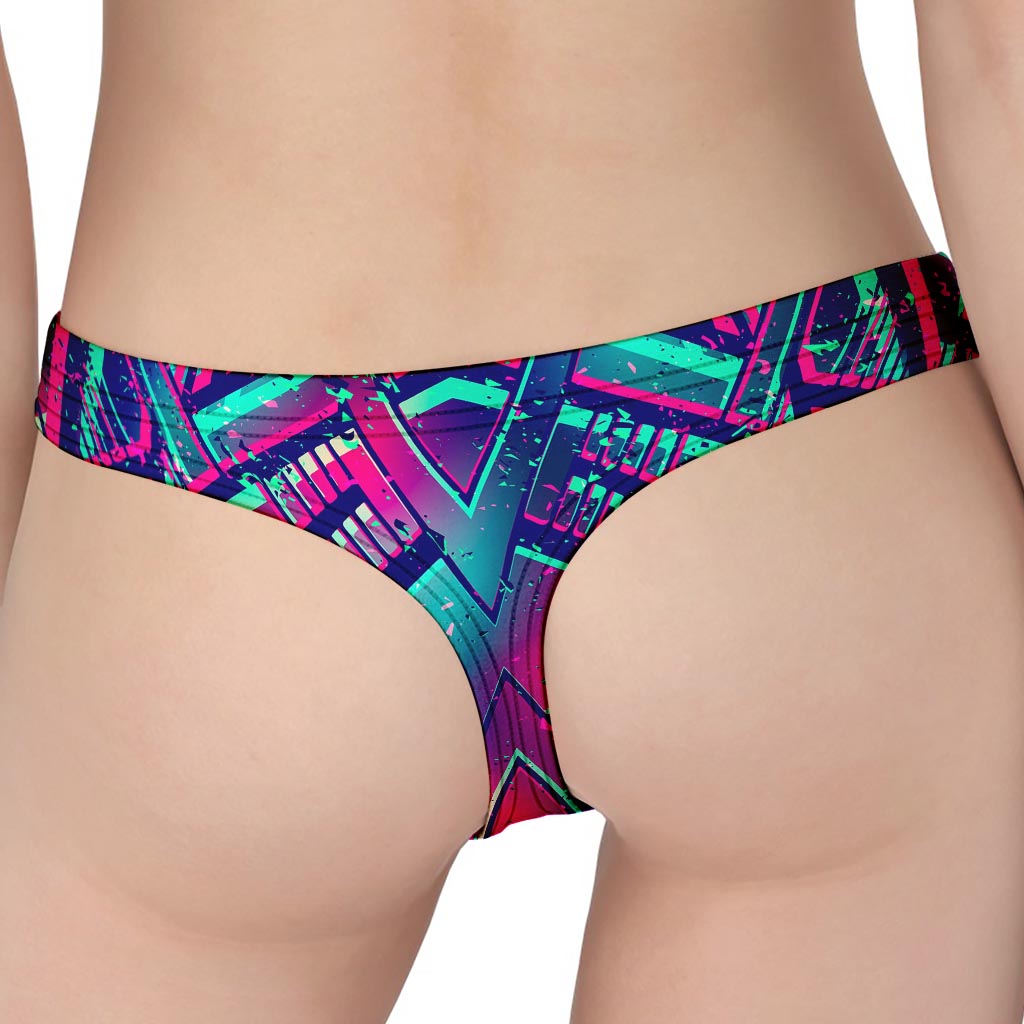 Neon Ethnic Aztec Trippy Print Women's Thong