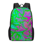 Neon Green Pink Psychedelic Trippy Print 17 Inch Backpack
