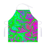 Neon Green Pink Psychedelic Trippy Print Adjustable Apron