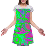 Neon Green Pink Psychedelic Trippy Print Adjustable Apron