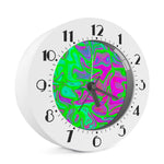 Neon Green Pink Psychedelic Trippy Print Alarm Clock